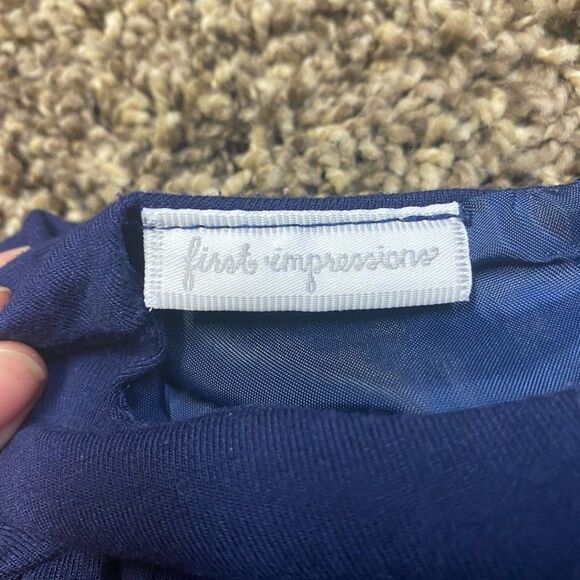 𝅺first Impression Navy Blue Baby Dress - Picture 2 of 4
